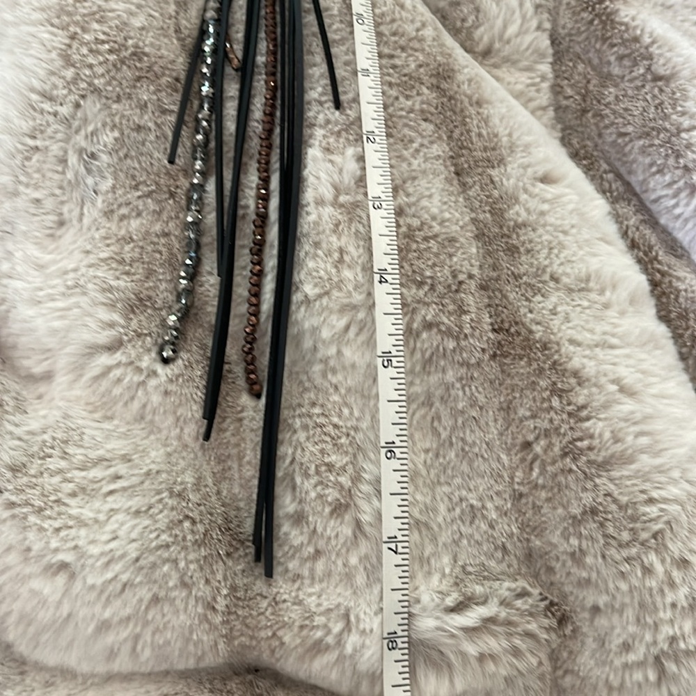 Black Leather Wrap choker Necklace with beading - Picture 6 of 7